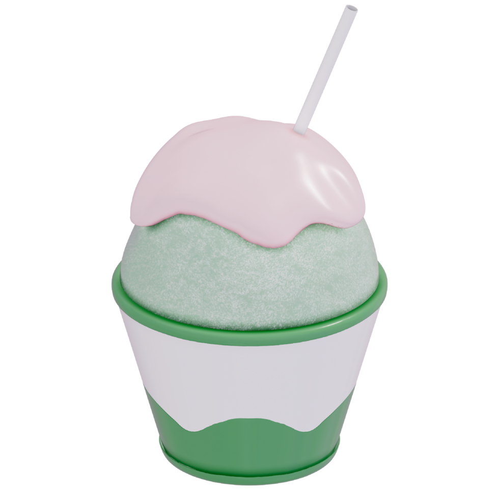 Japanese dessert kakigori , shaved ice , 3d rendering on a transparent background png