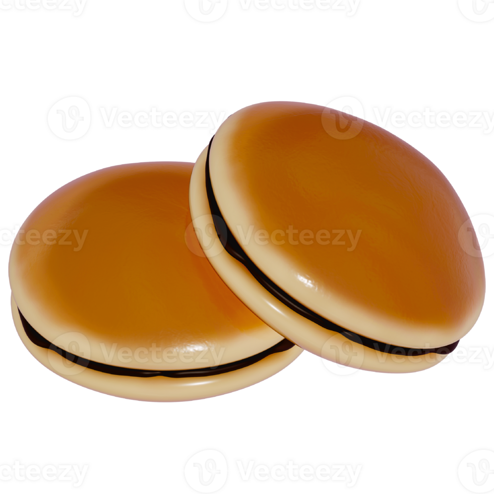 Japanese dessert Colorful Dorayaki, 3d rendering on a transparent background png