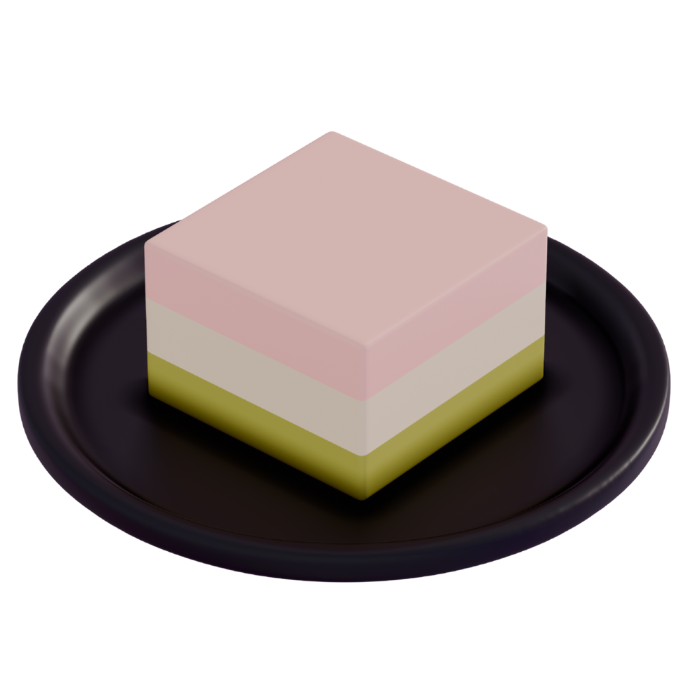 Japanese dessert Colorful Hishi mochi , 3d rendering on a transparent background png
