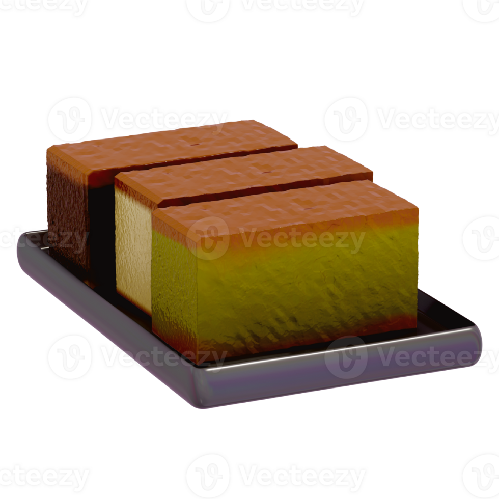 Japanese dessert Castella , Sponge cake , 3d rendering on a transparent background png