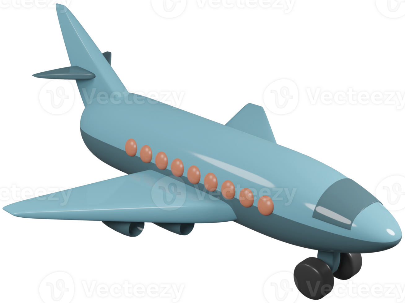 3D model of an airplane children's toy on transparent background png