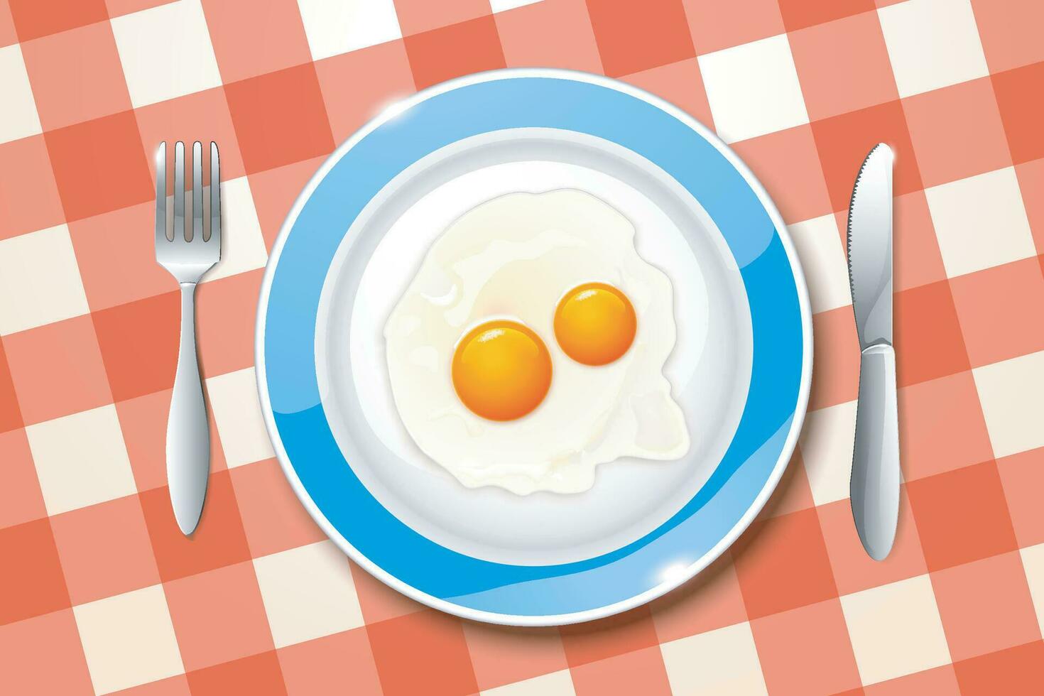desayuno huevo en plato vector