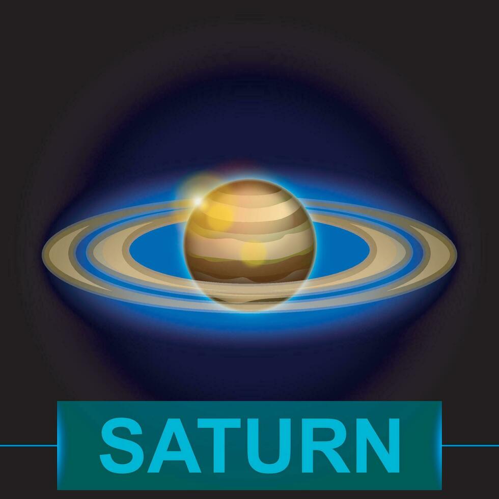 planet saturn on dark vector