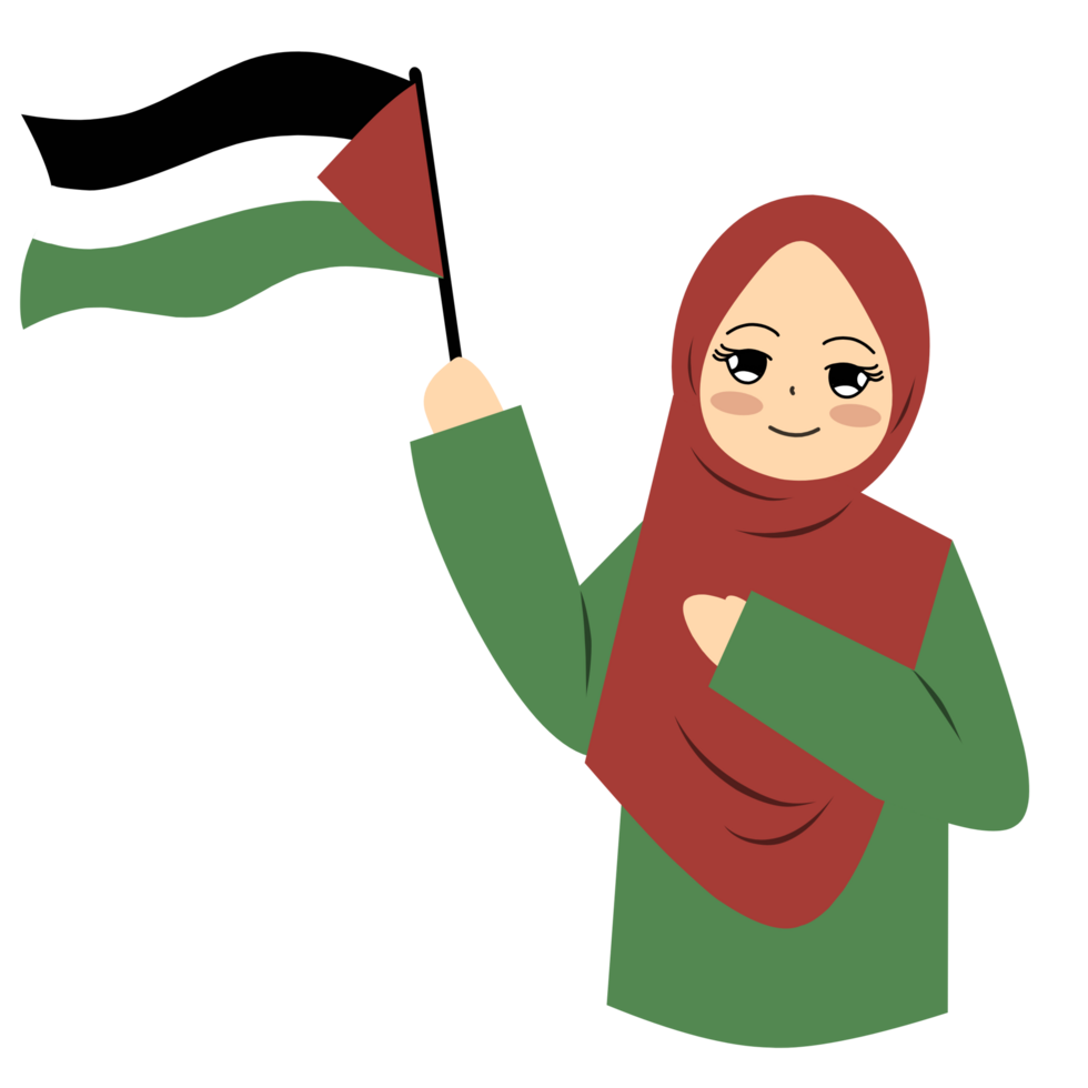 menina acenando Palestina bandeira png