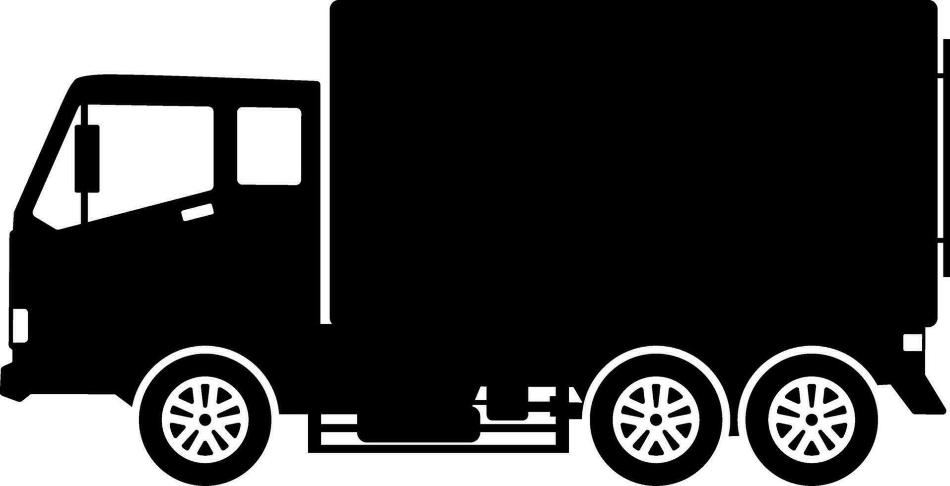 Box truck icon vector. Shipment truck silhouette for icon, symbol and sign. Box truck for shipment, transit, delivery, package or transportation vector