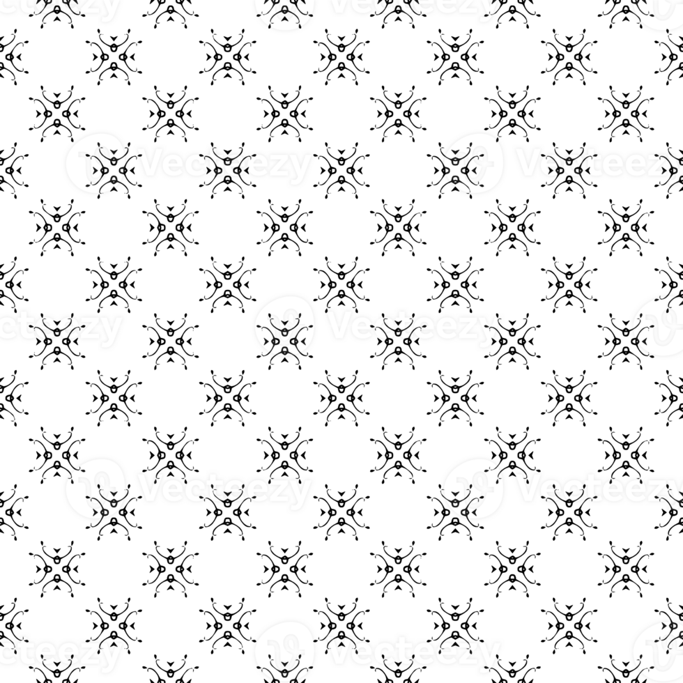 Black seamless abstract pattern. Overlay for background and backdrop. Ornamental design. PNG graphic illustration with transparent background.
