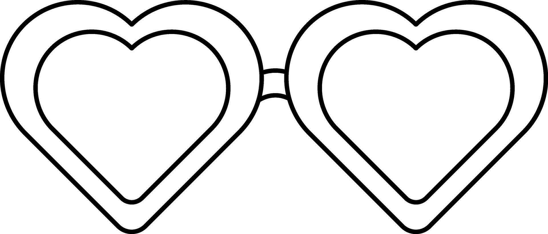 Thin Contour Line Of Heart Shaped Romantic Glasses vector