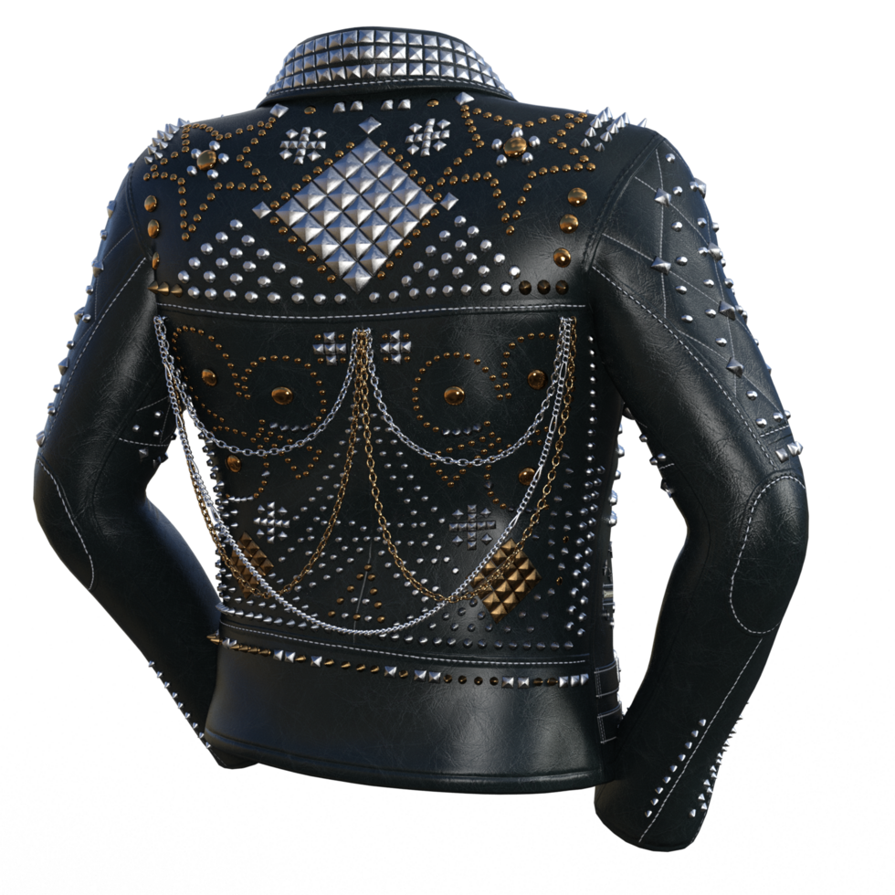 black leather jacket with spikes png