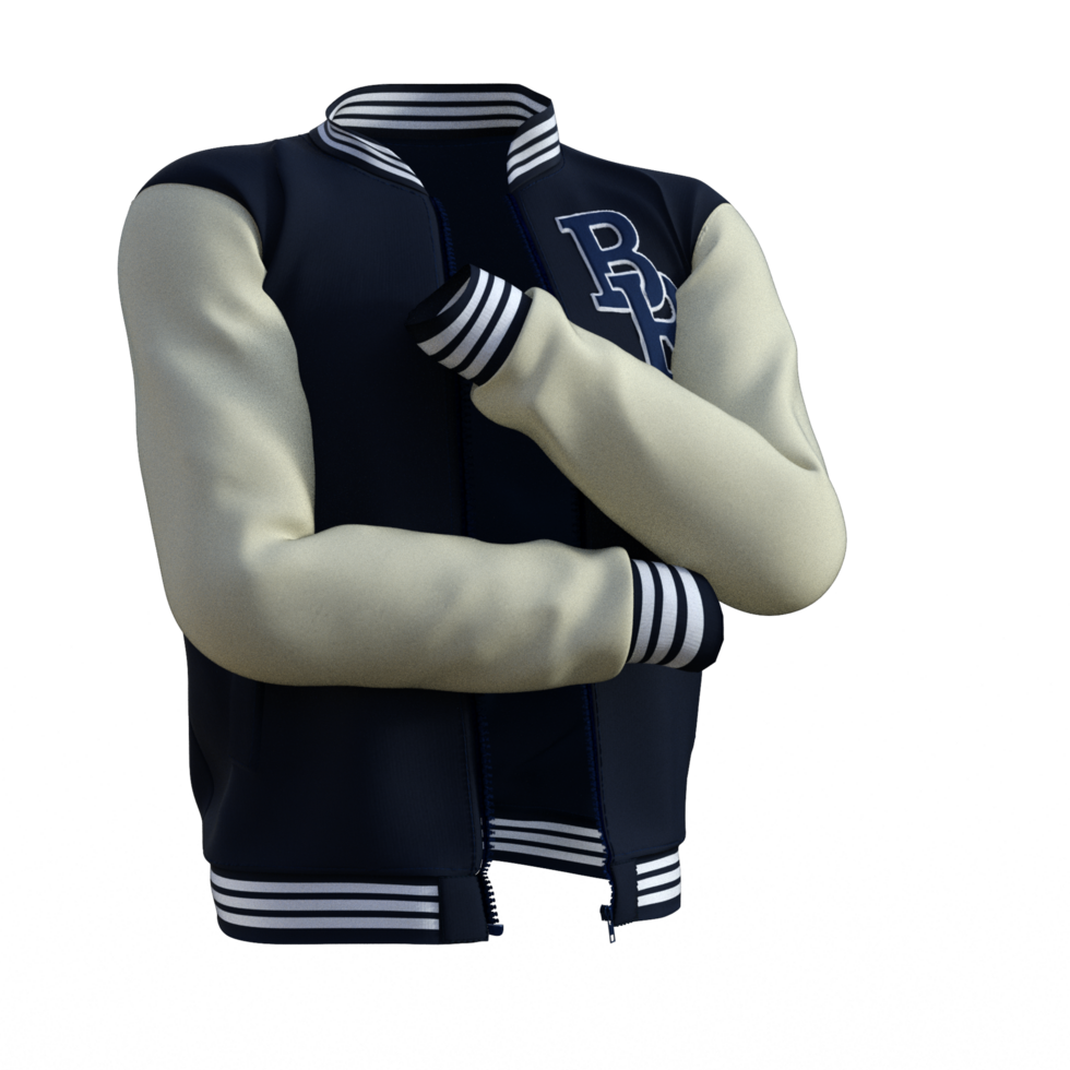 Baseball jacket with the letters rb on it png