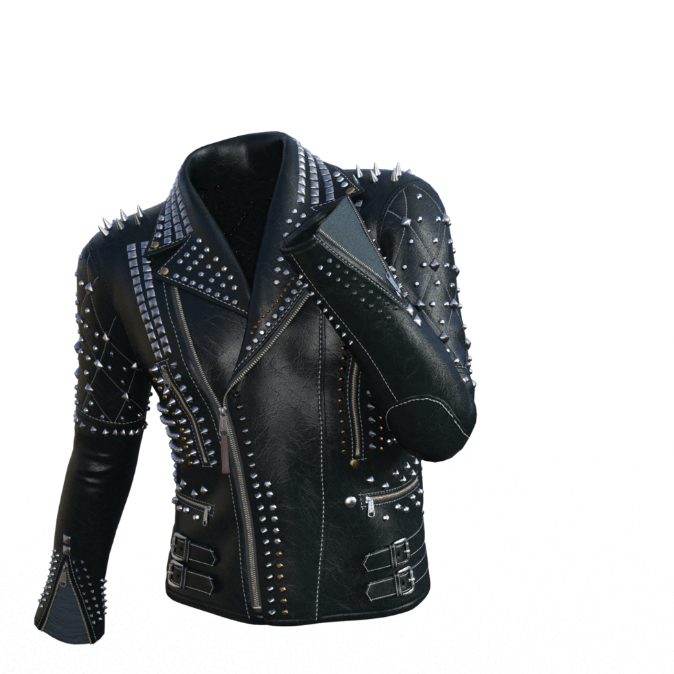 black leather jacket with spikes png