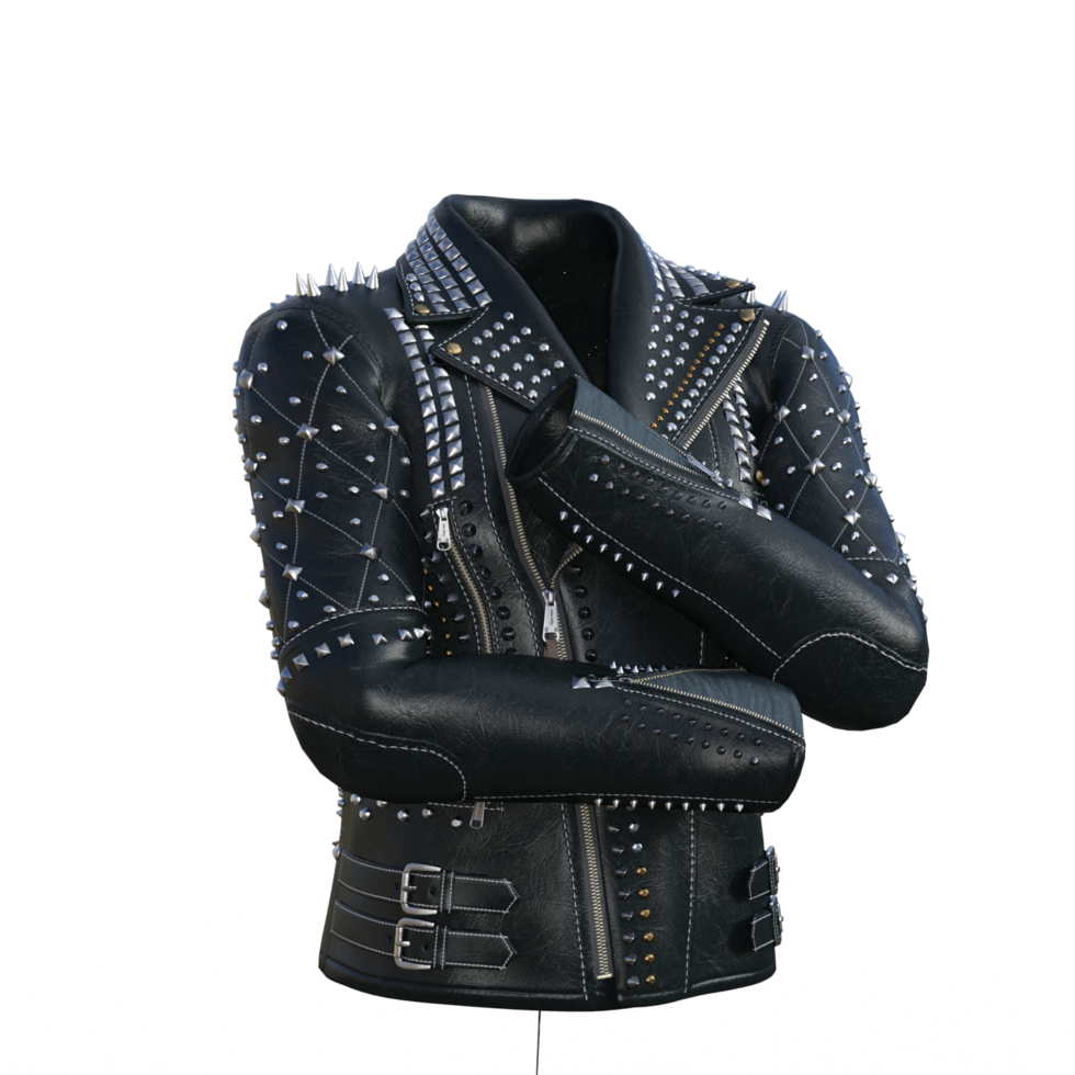 black leather jacket with spikes png