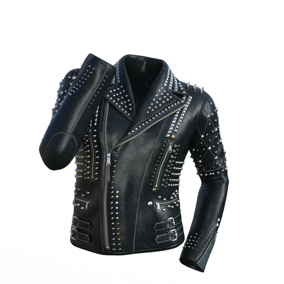 black leather jacket with spikes png