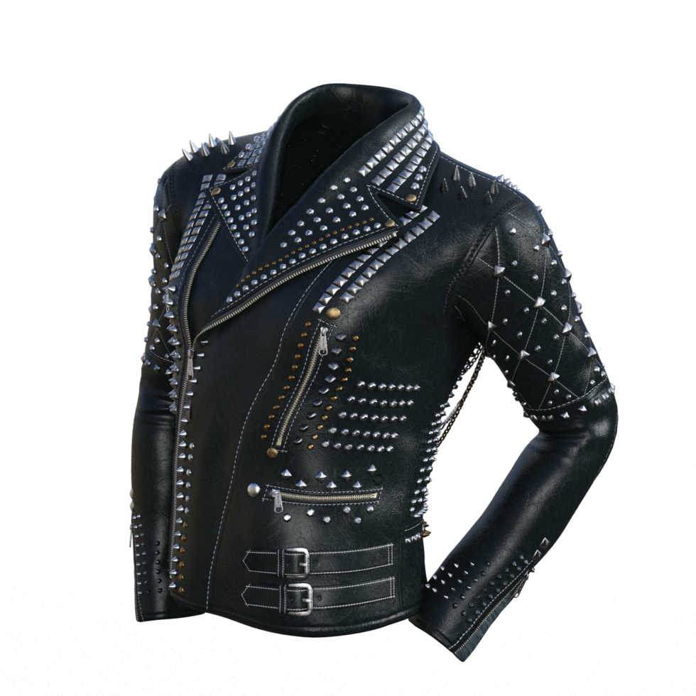 black leather jacket with spikes png