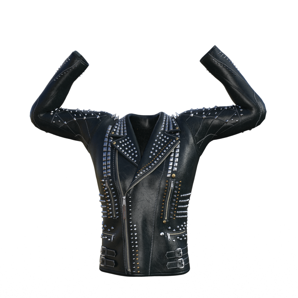 black leather jacket with spikes png