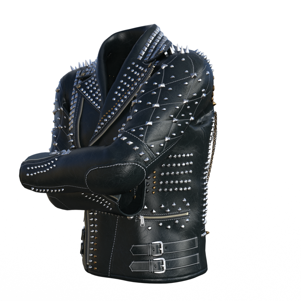 black leather jacket with spikes png