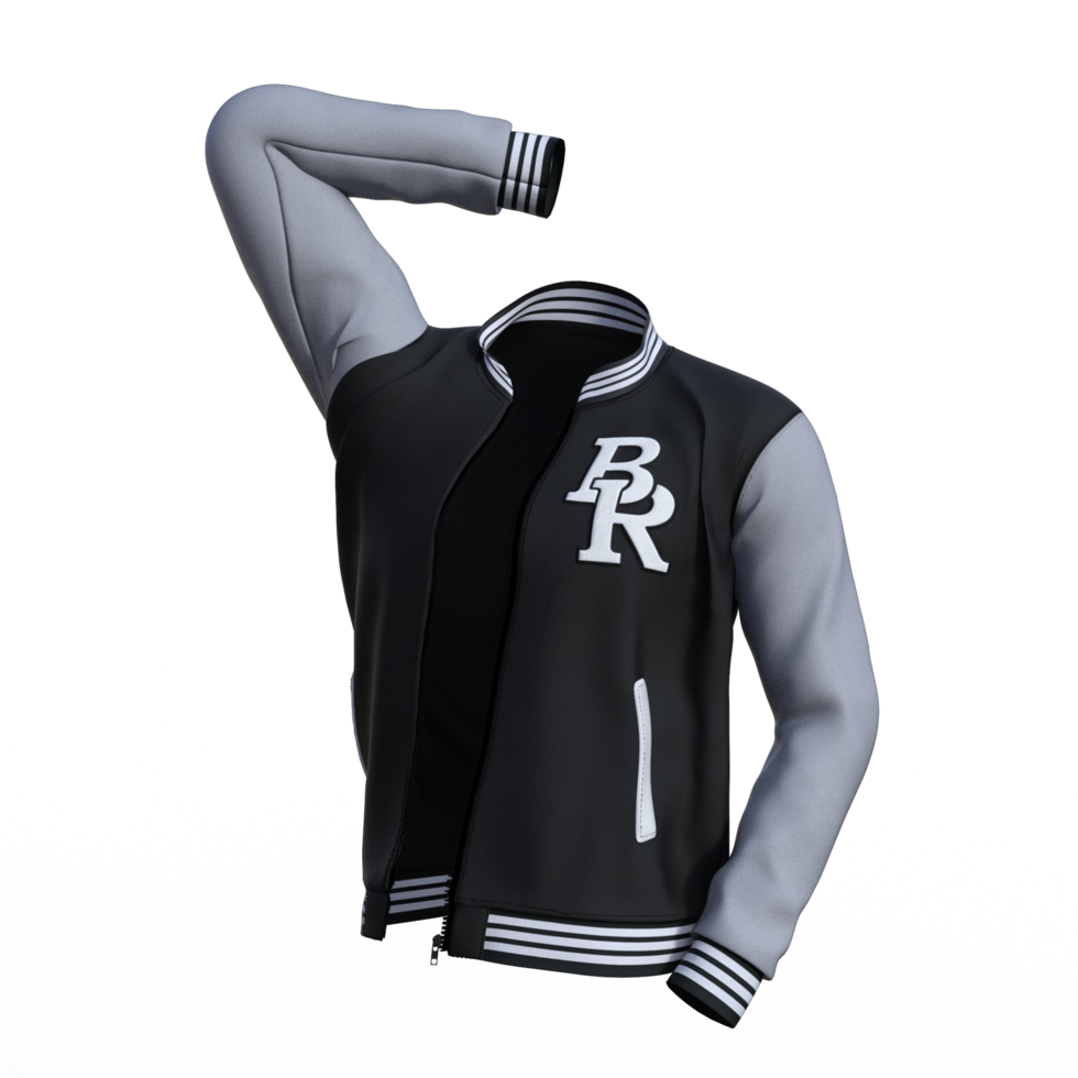 Baseball jacket with the letters rb on it png