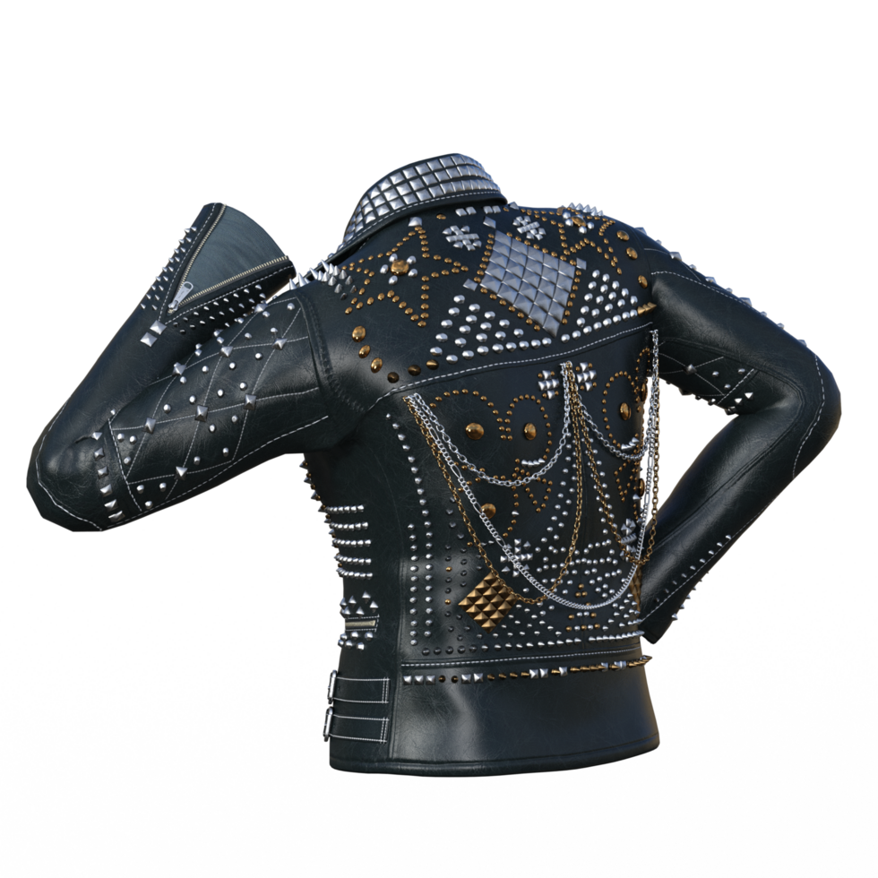 black leather jacket with spikes png