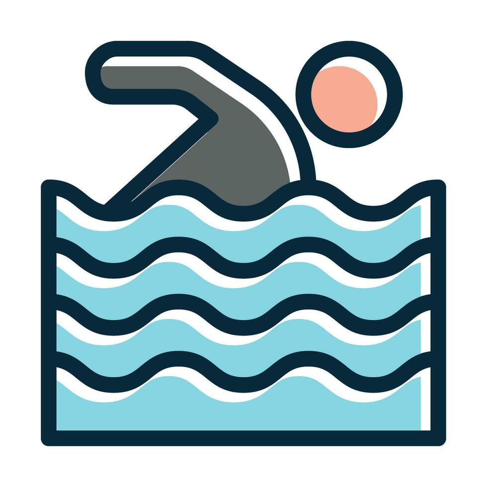 Swimming Vector Thick Line Filled Dark Colors