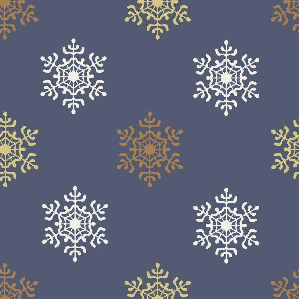 Elegant vintage snowflakes seamless pattern vector