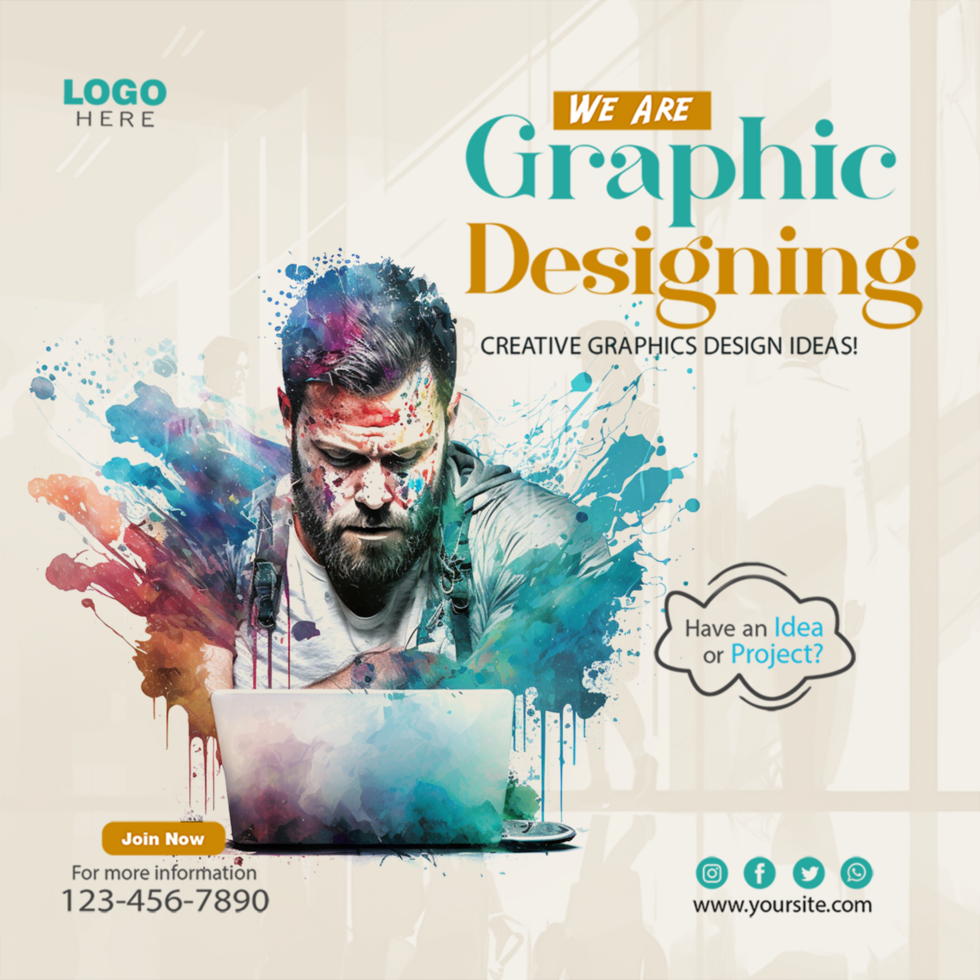 Graphic Designer Agency Social Media Post PSD Template for free