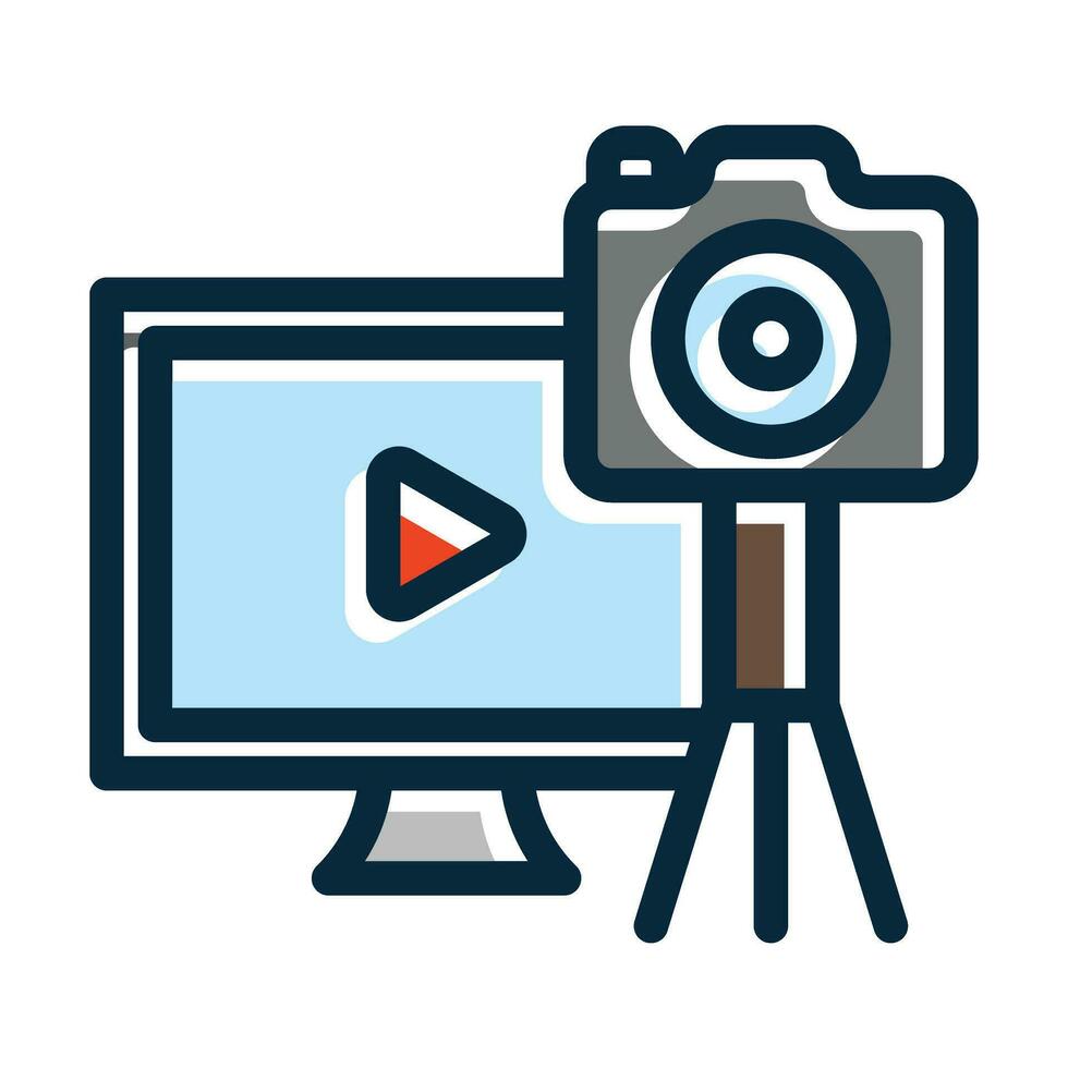Video Blogger Vector Thick Line Filled Dark Colors