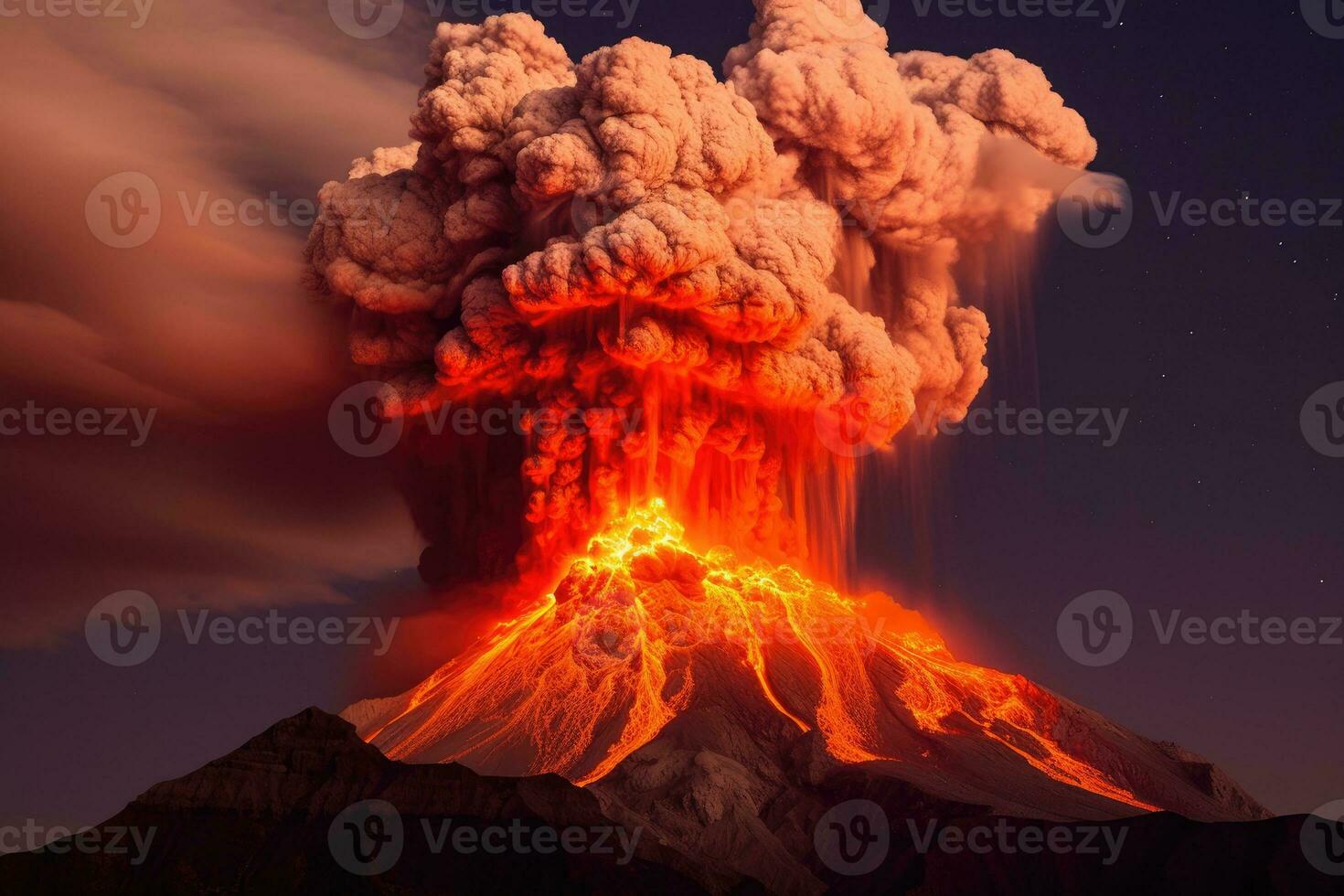 nature disaster volcanic eruption AI Generated photo