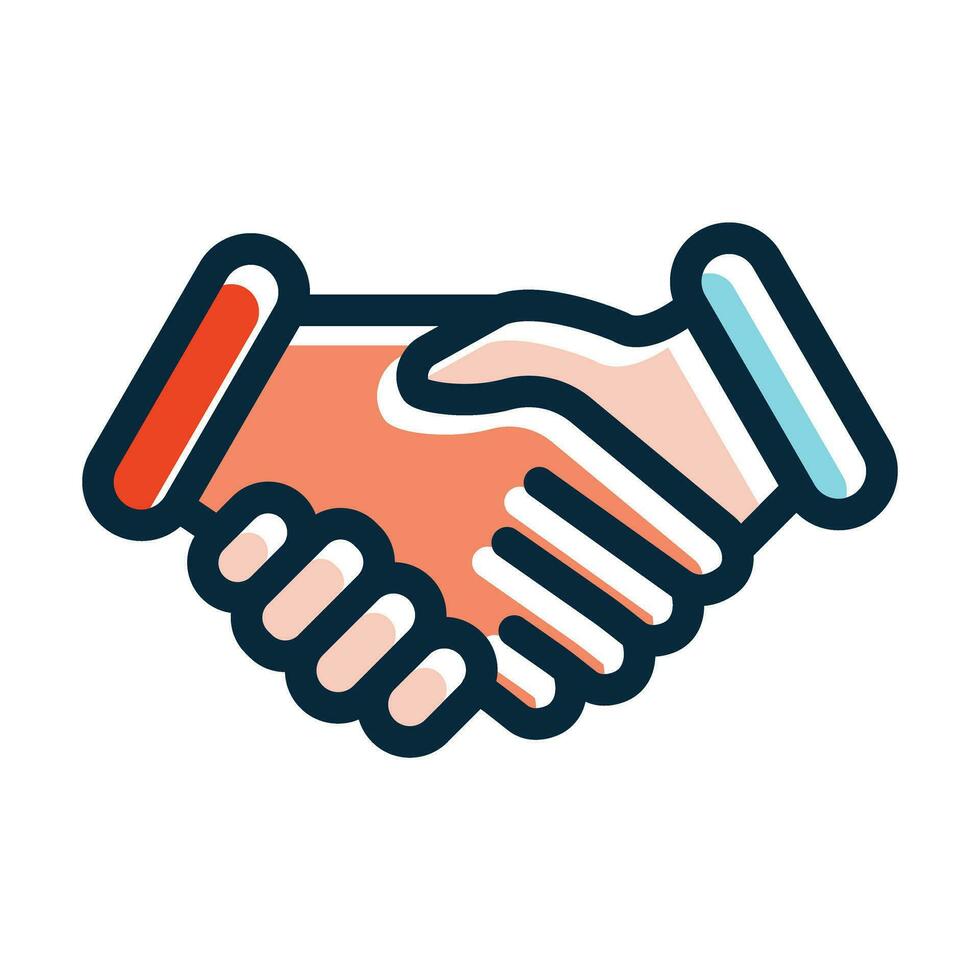 Shake Hand Vector Thick Line Filled Dark Colors