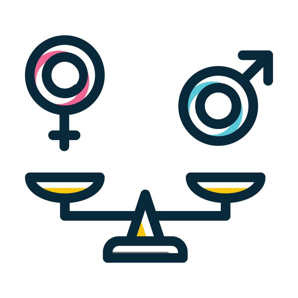 Gender Equality Vector Thick Line Filled Dark Colors