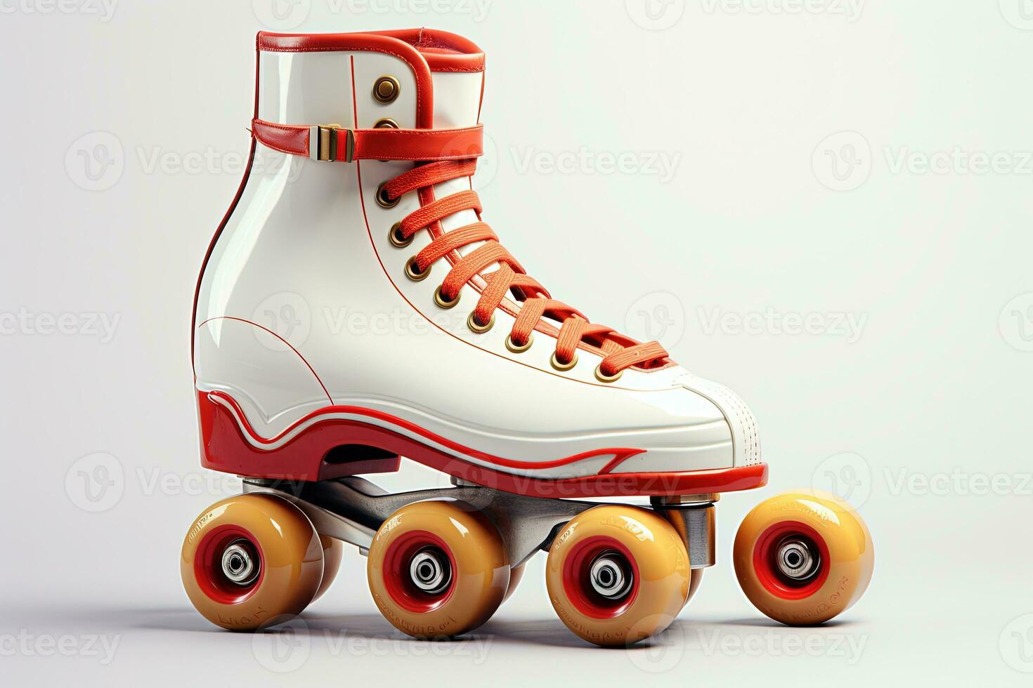Pair of roller skates illustration on white background. Retro roller skates 90s and 80s disco roller skating Generative AI photo
