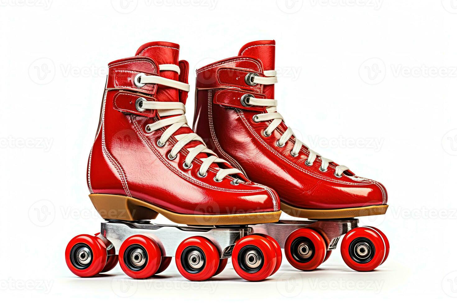 Pair of roller skates illustration on white background. Retro roller skates 90s and 80s disco roller skating Generative AI photo