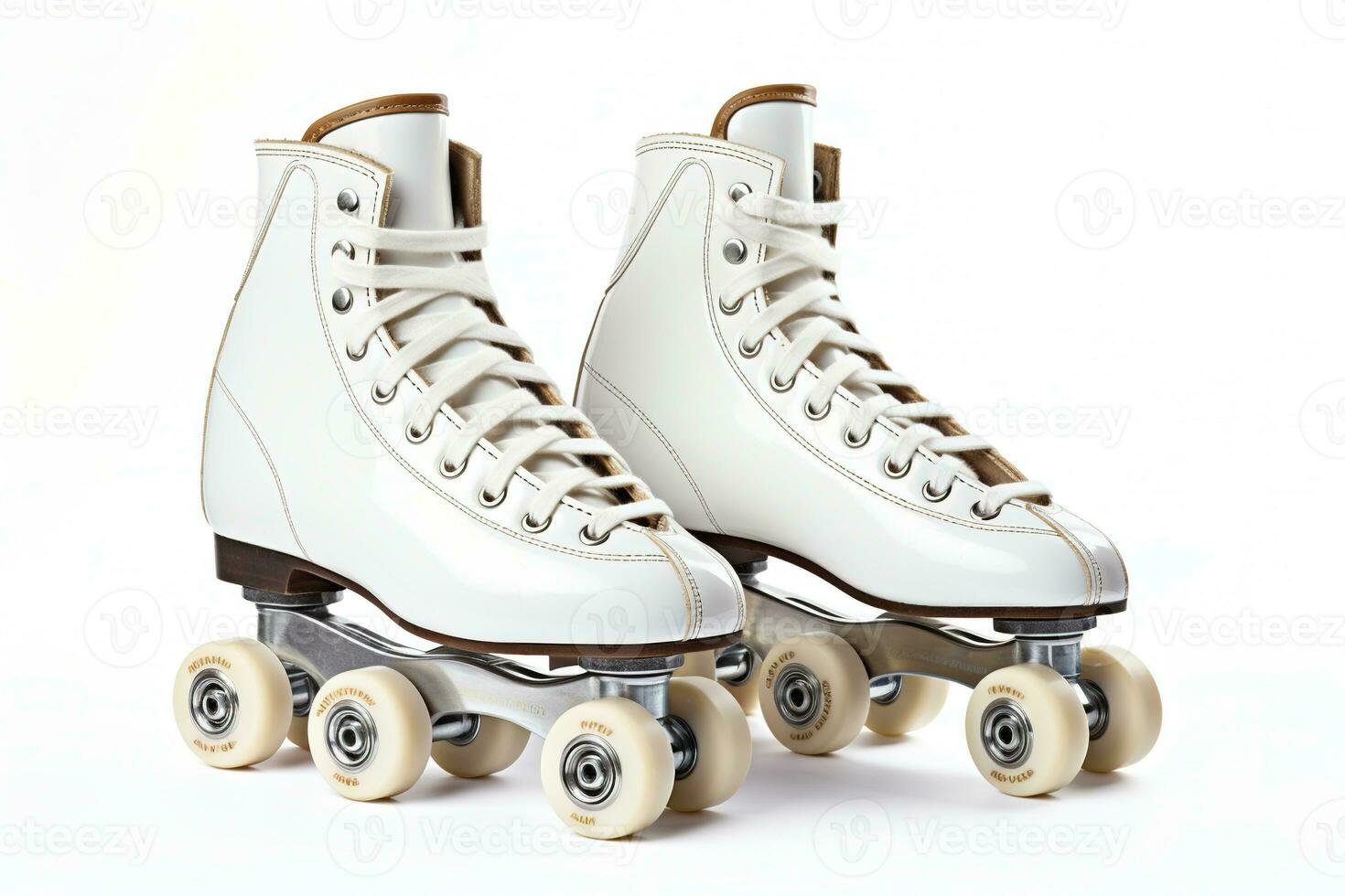 Pair of roller skates illustration on white background. Retro roller skates 90s and 80s disco roller skating Generative AI photo