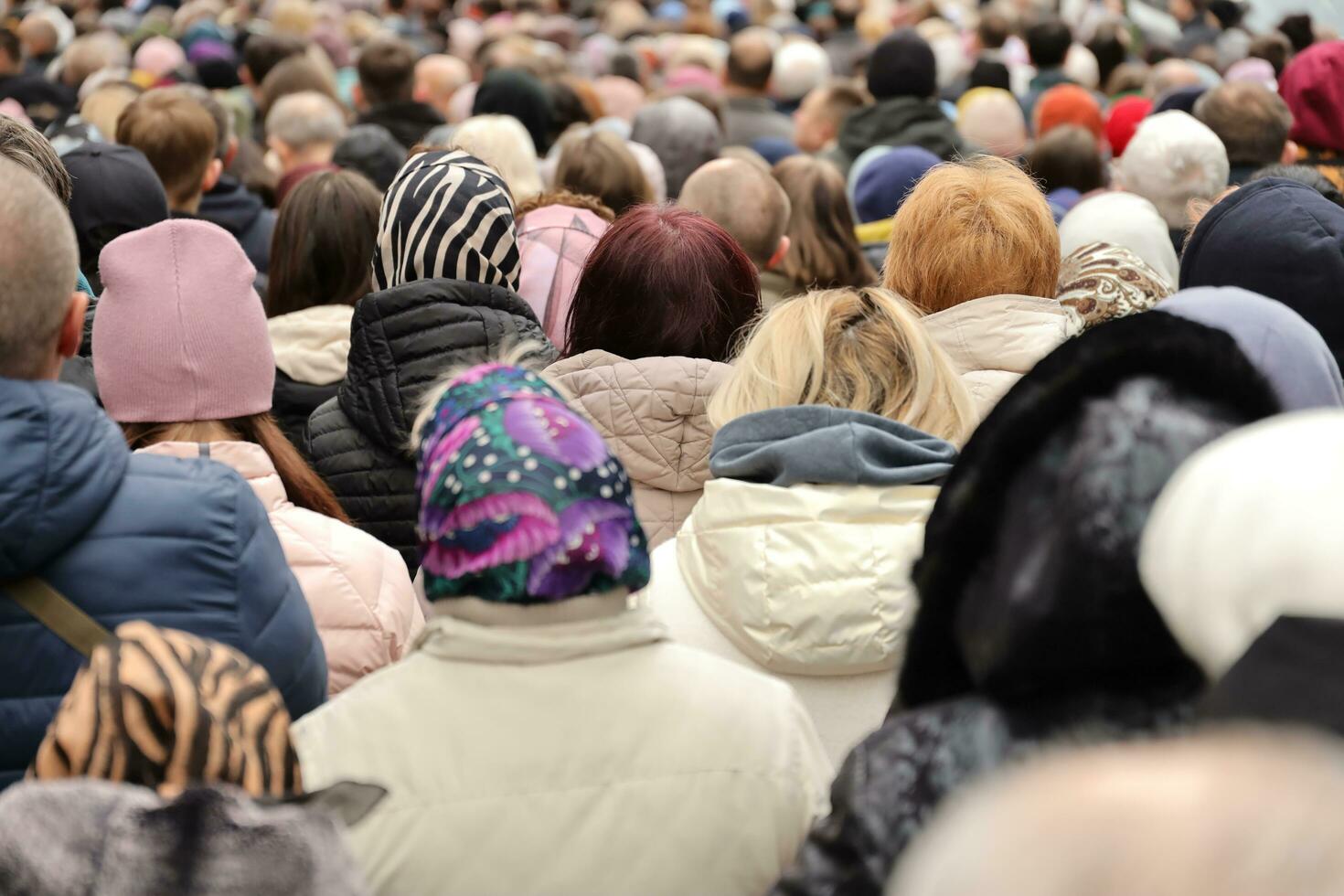 TERNOPIL, UKRAINE - APRIL 2, 2023 Many people during mission in complex of Ukrainian Jerusalem in the Mari spiritual center of Zarvanytsia In the Terebovlya district of the Ternopil photo