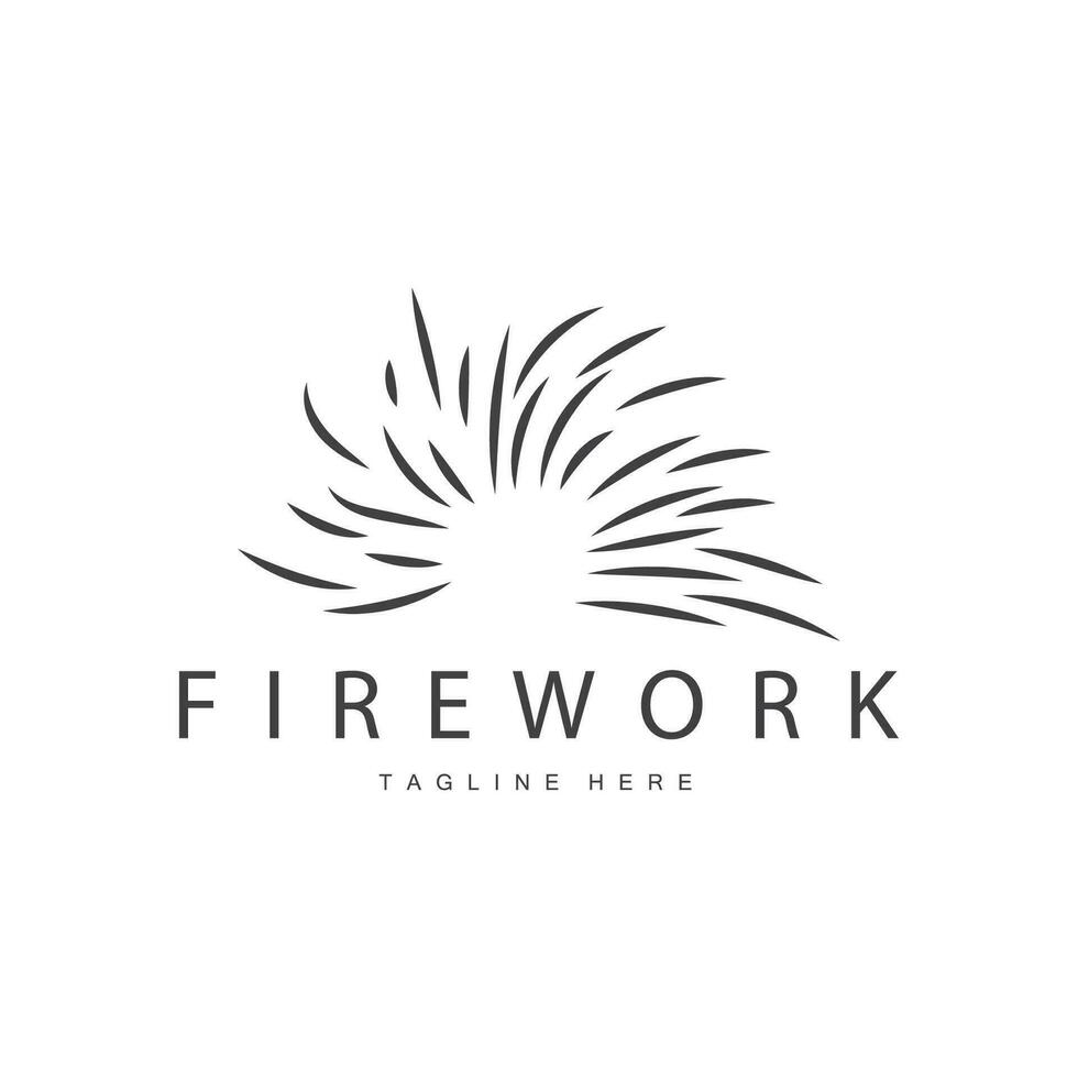 Firework Logo, Simple Line Model Design New Year Celebration Day Illustration, Template Vector