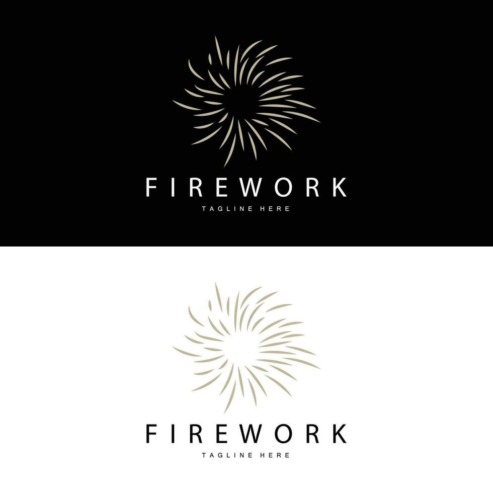 Firework Logo, Simple Line Model Design New Year Celebration Day Illustration, Template Vector