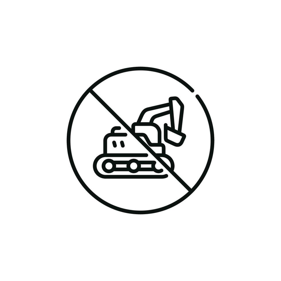 No excavator line icon sign symbol isolated on white background vector