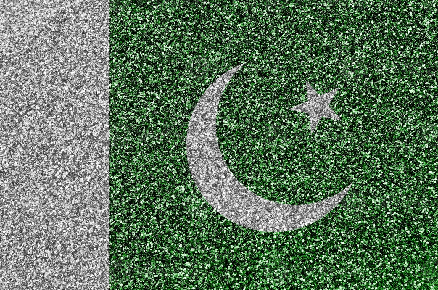 Pakistan flag depicted on many small shiny sequins. Colorful festival background for party photo