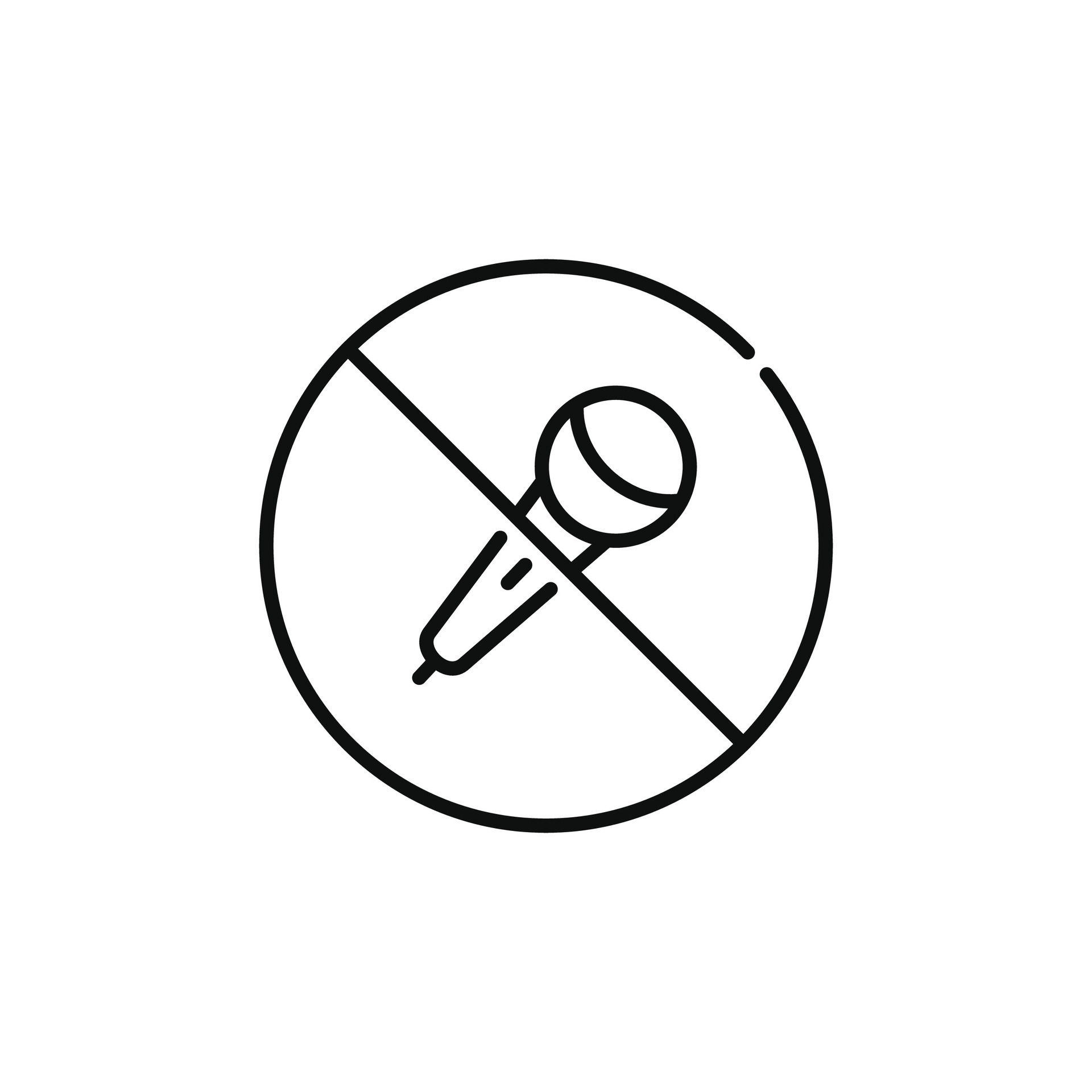 No microphone allowed line icon sign symbol isolated on white