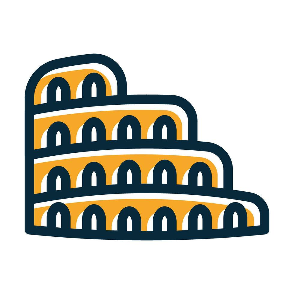 Colosseum Vector Thick Line Filled Dark Colors