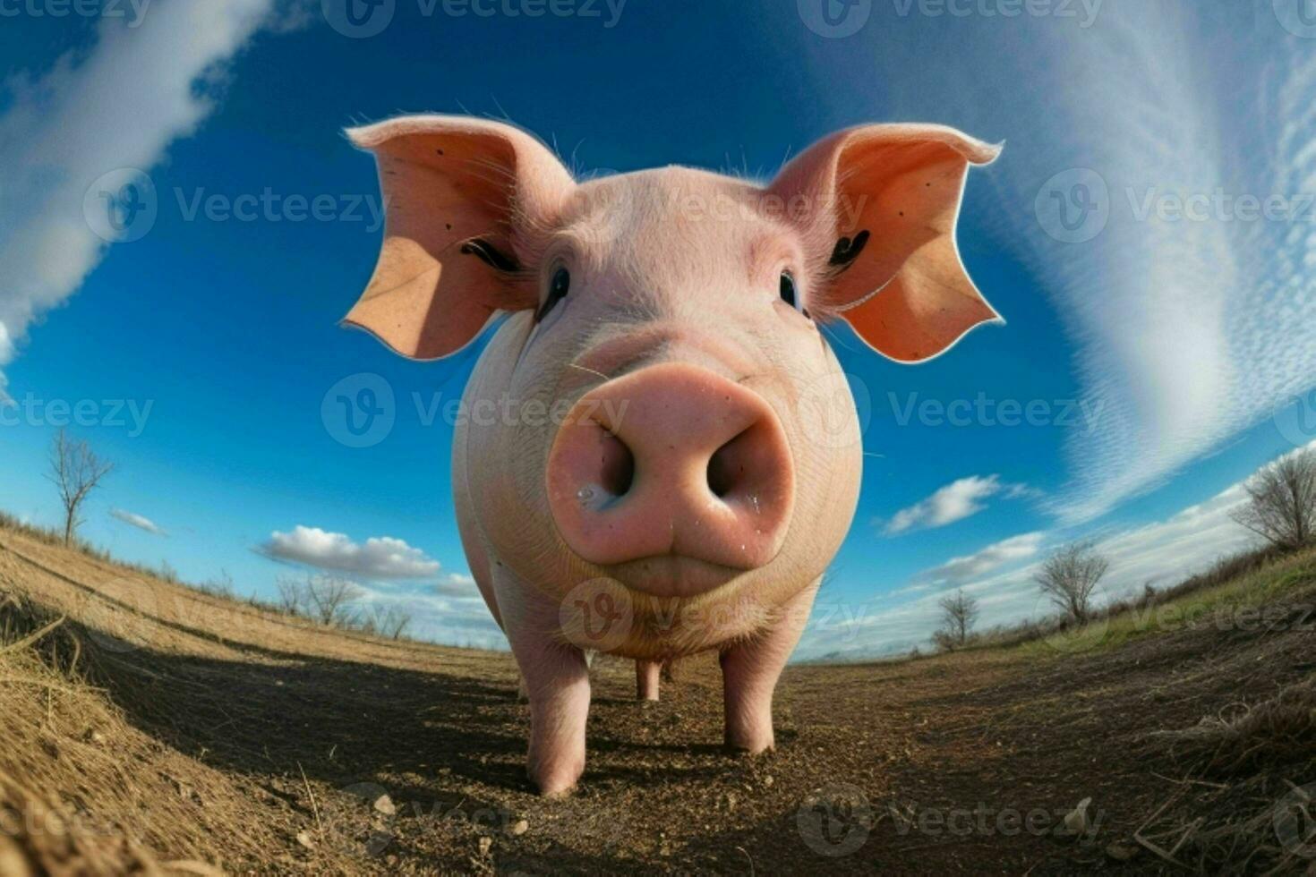 Close up Pig. background. AI Generative Pro Photo