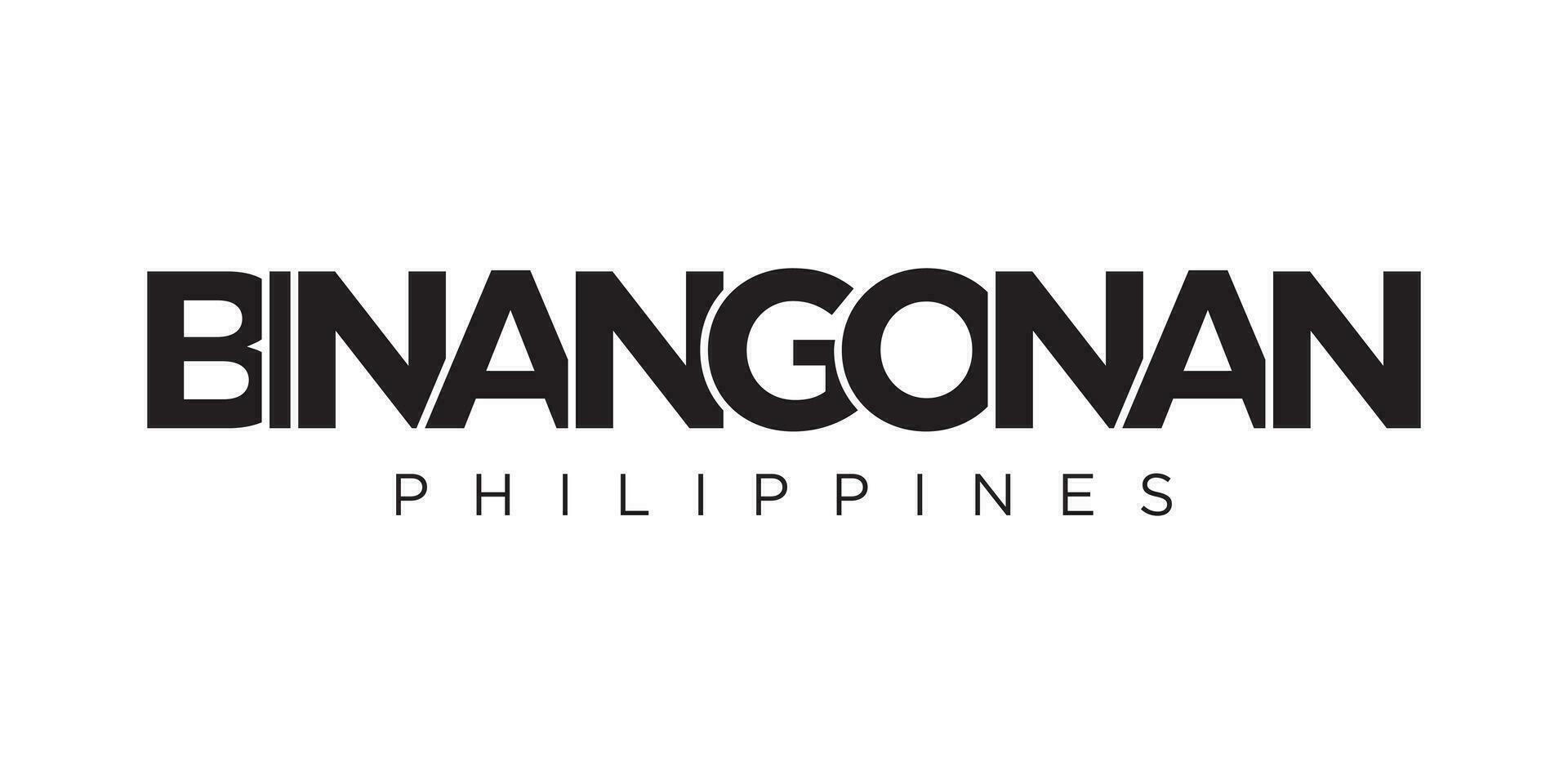 Binangonan in the Philippines emblem. The design features a geometric style, vector illustration with bold typography in a modern font. The graphic slogan lettering.