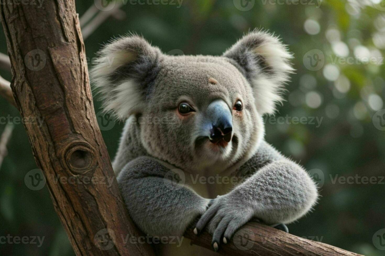 Koala in a tree. background. AI Generative Pro Photo