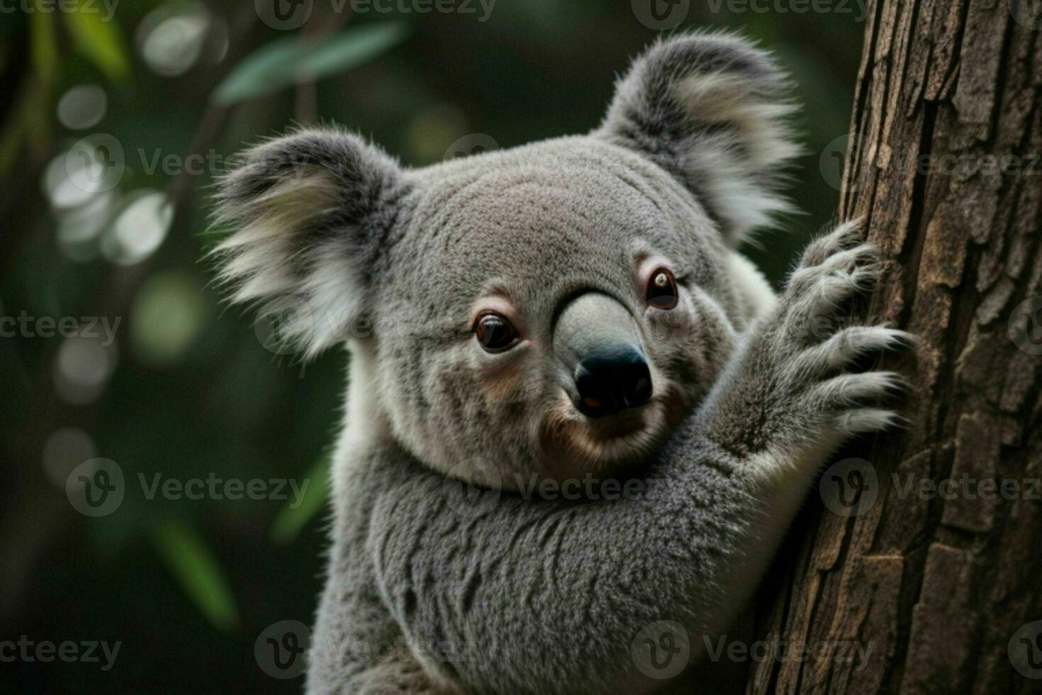 Koala in a tree. background. AI Generative Pro Photo