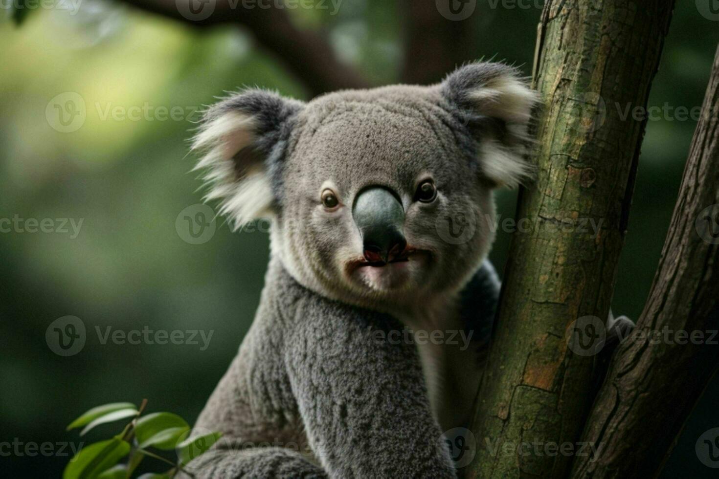 Koala in a tree. background. AI Generative Pro Photo