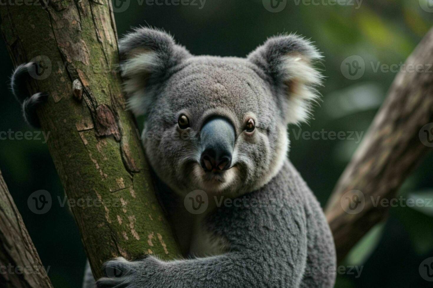 Koala in a tree. background. AI Generative Pro Photo