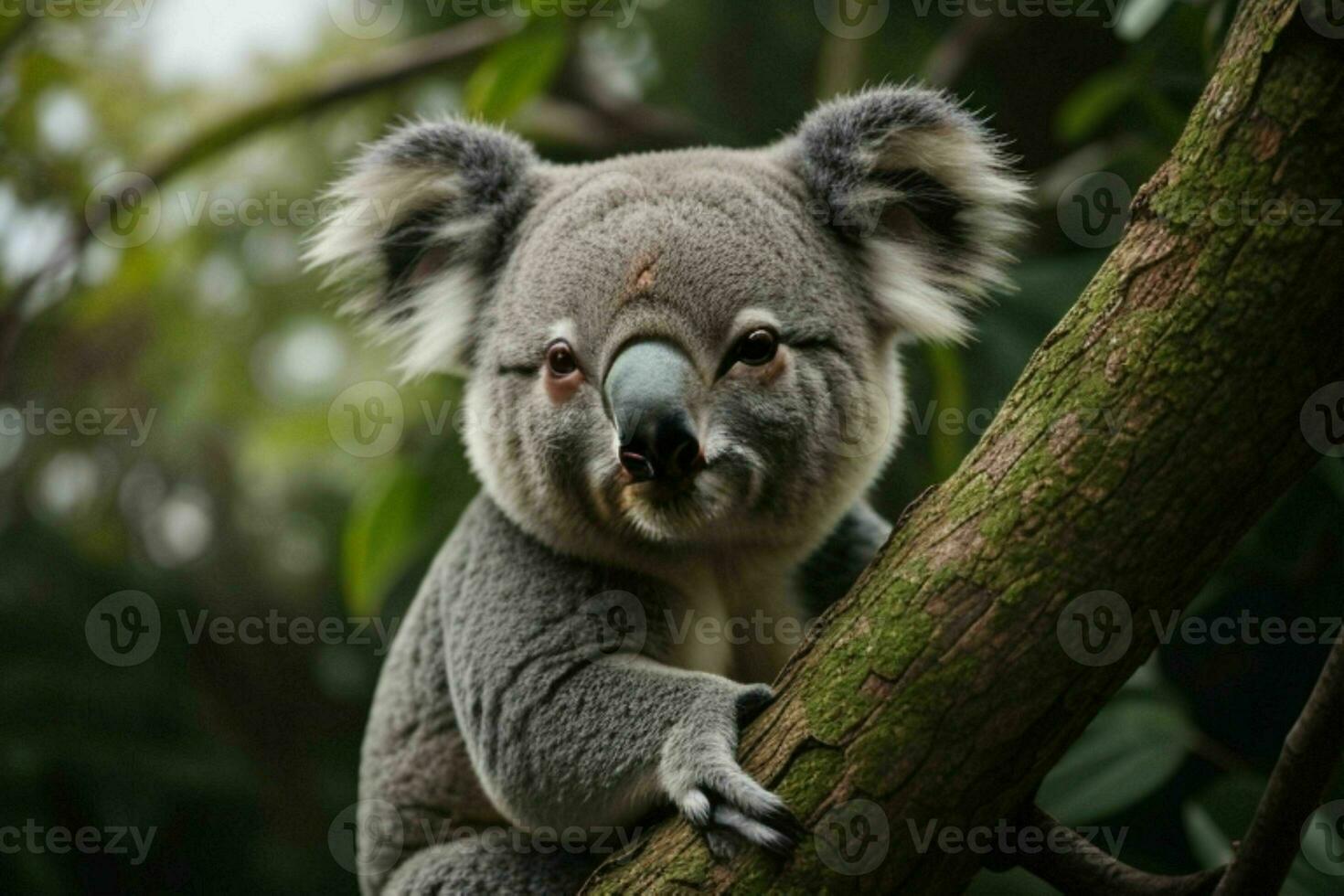 Koala in a tree. background. AI Generative Pro Photo