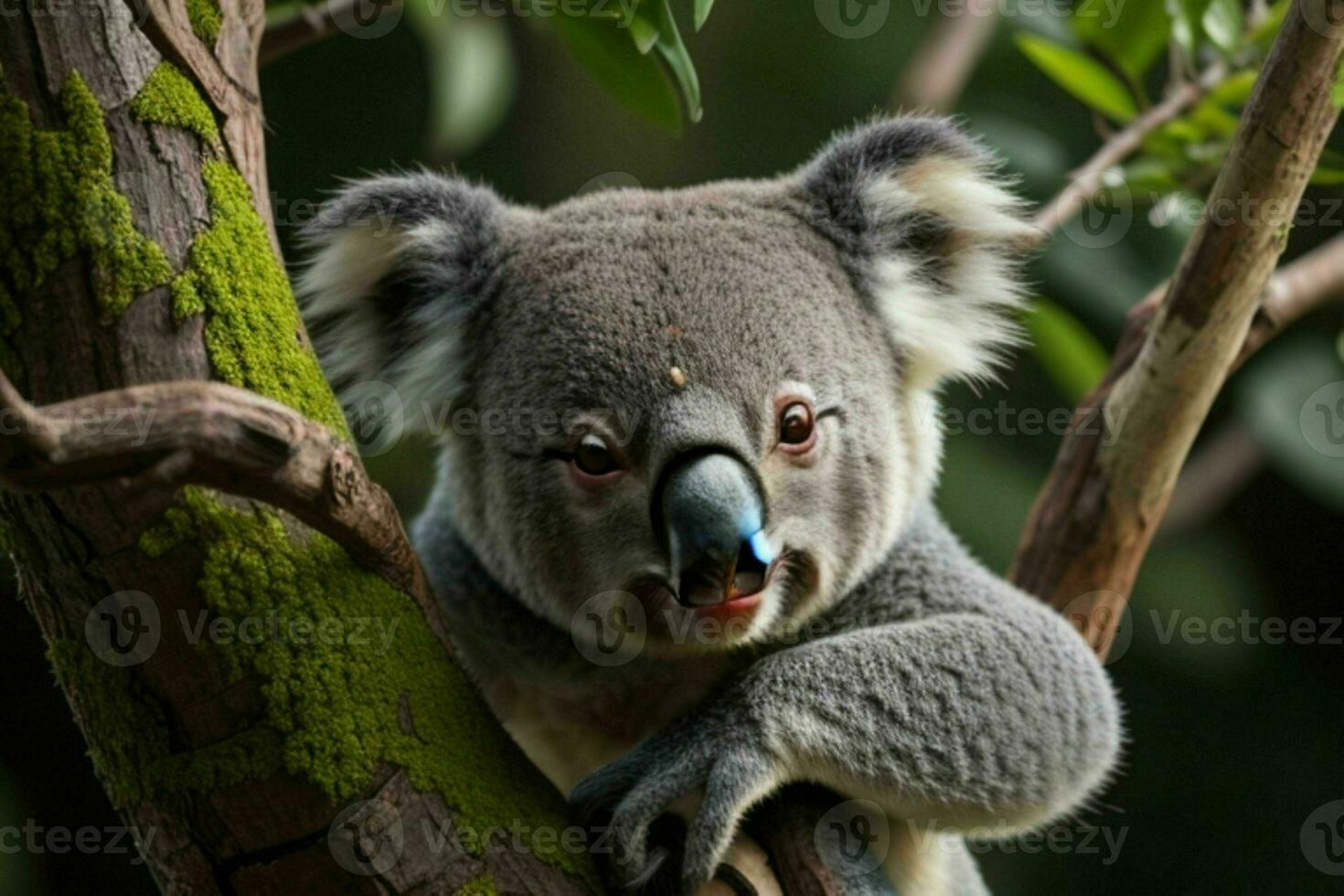 Koala in a tree. background. AI Generative Pro Photo