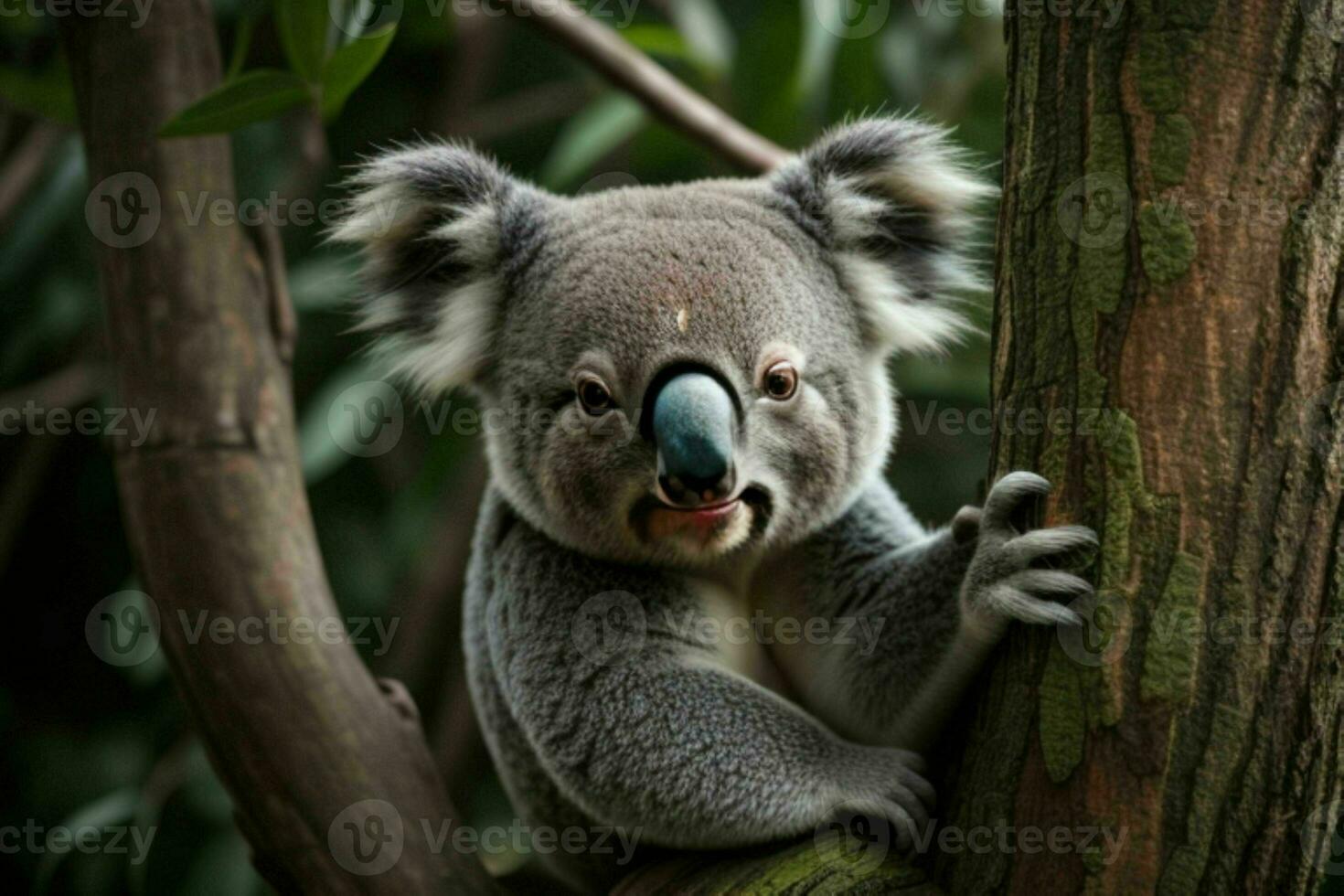 Koala in a tree. background. AI Generative Pro Photo