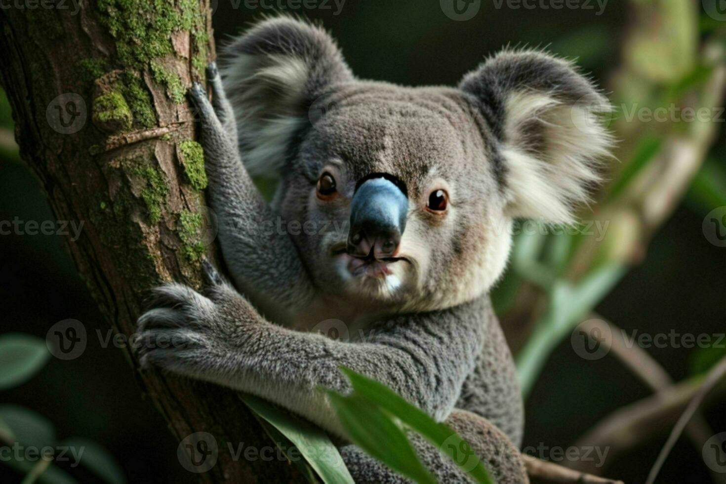 Koala in a tree. background. AI Generative Pro Photo