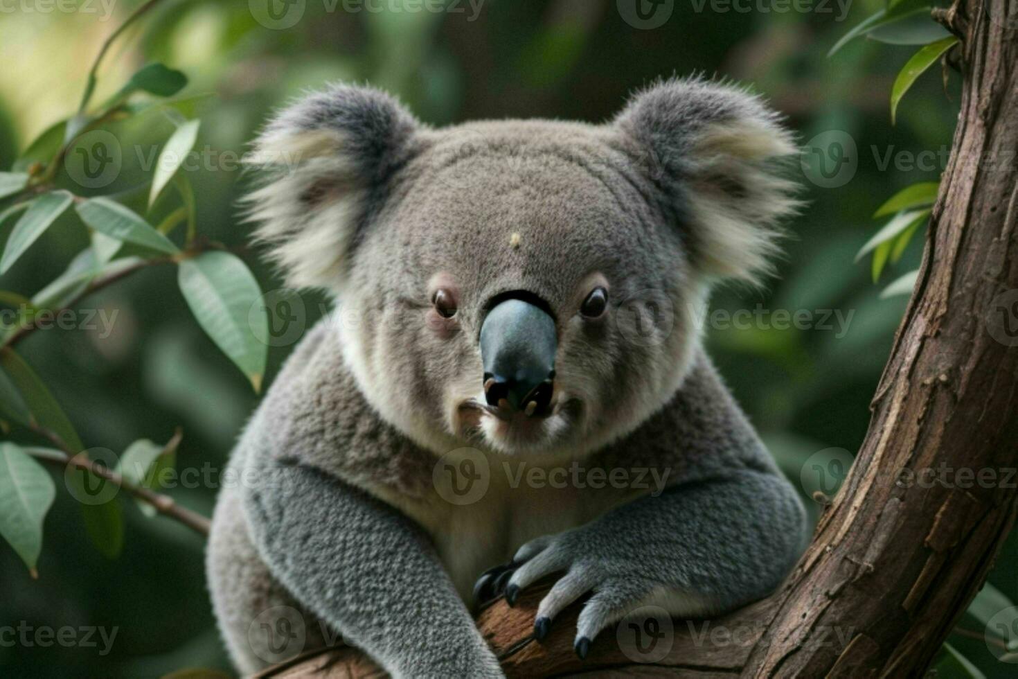 Koala in a tree. background. AI Generative Pro Photo