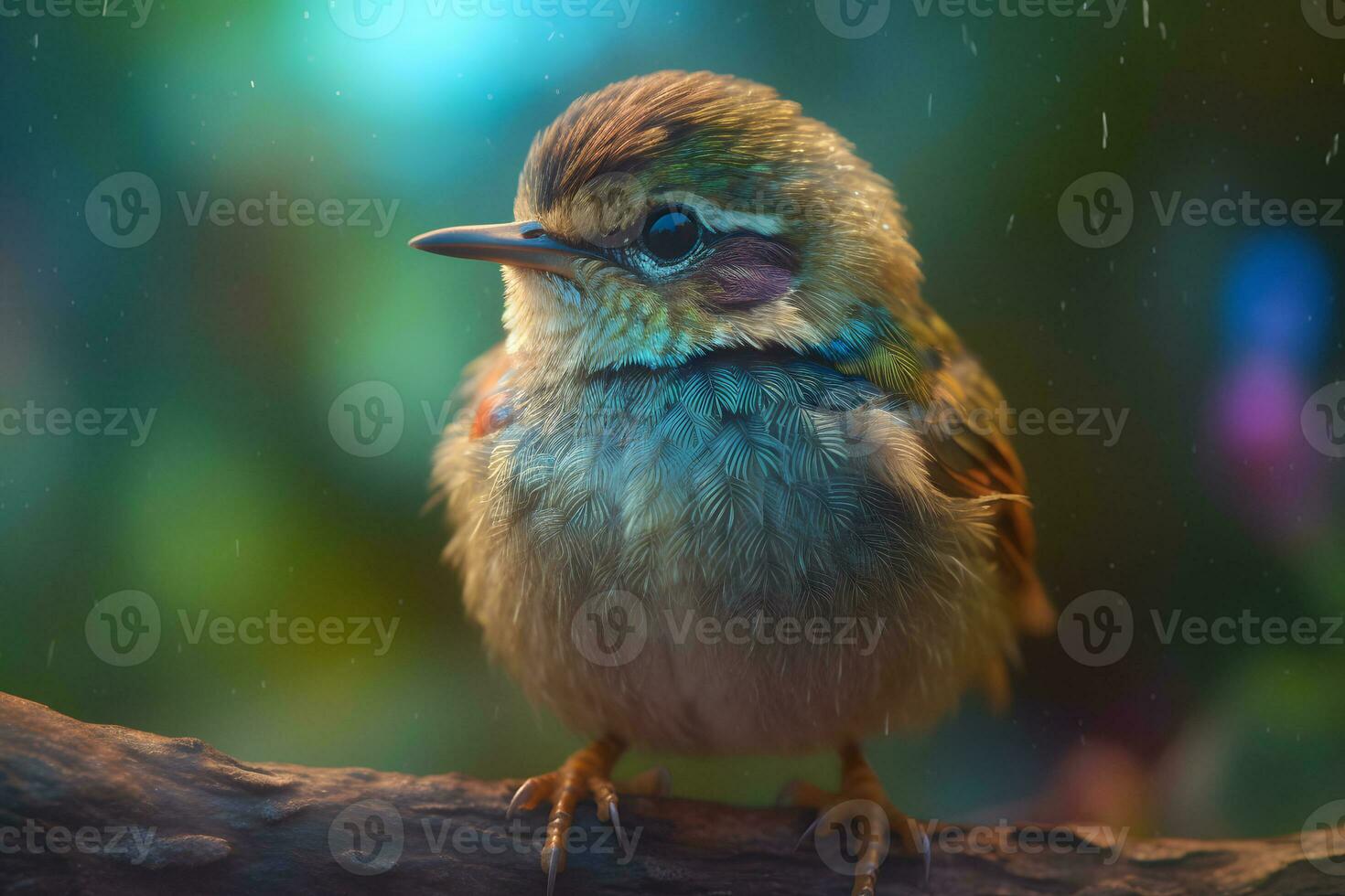 Fantasy cute rainbow bird suitable for children book. Neural network AI generated photo